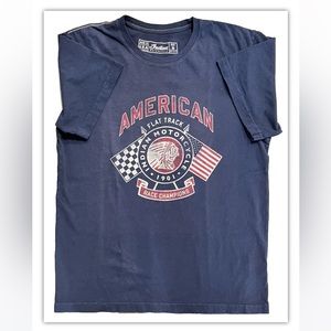 Indian Motorcycle Size M Retro Graphic Navy Blue T Shirt Made in USA